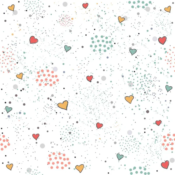 Kreative Hand Gezeichnete Nahtlose Muster Mit Herzen Ideal Für Hochzeitskarten — Stockvektor