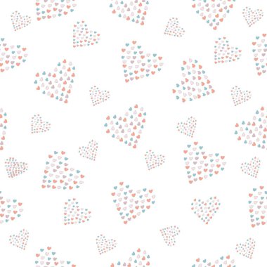 Küçük kalpleri gruplandırılmış şirin el çizimi desen.