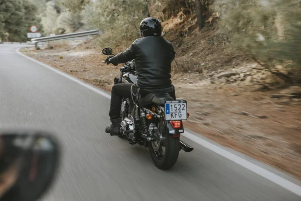 Malaga Espagne Juillet 2018 Homme Chevauchant Son Harley Davidson — Photo