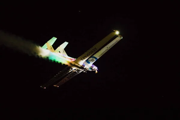 Torre Del Mar Spain July 2018 Aerosparks Planes Performing Night — Stock Photo, Image