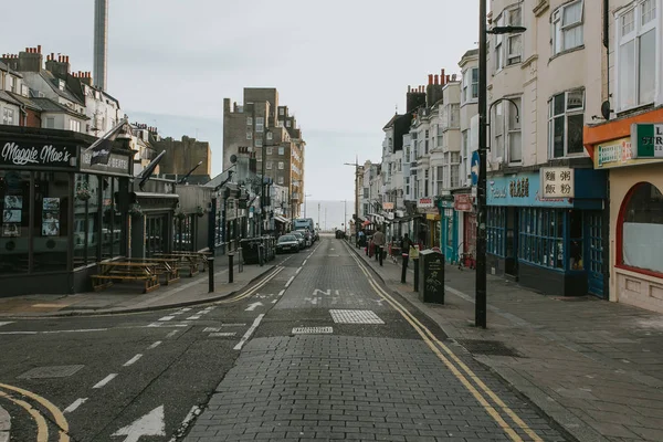 Brighton England Outubro 2018 Brighton City Center Street Com Restaurantes — Fotografia de Stock