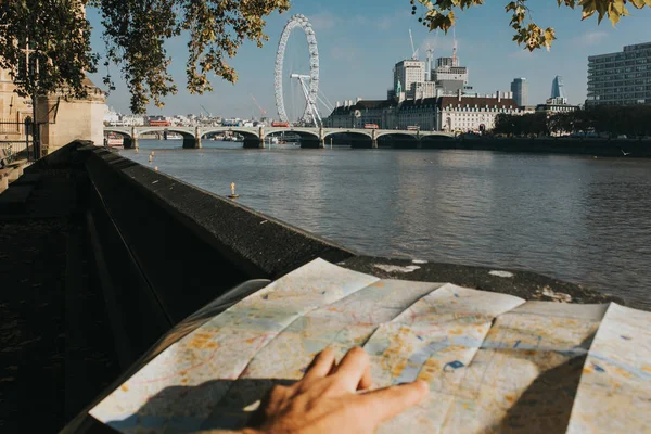 Londýn Anglie Října 2018 Řeka Temže London Eye Zatímco Turistické — Stock fotografie