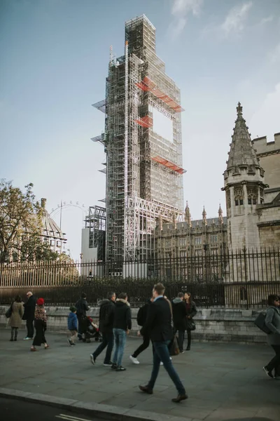 Londres Englândia Outubro 2018 Big Ben Coberto Com Andaimes Durante — Fotografia de Stock