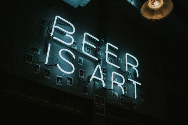 Brighton England October 26Th 2018 Beer Art Neon Lettering Lights — Stock Photo, Image