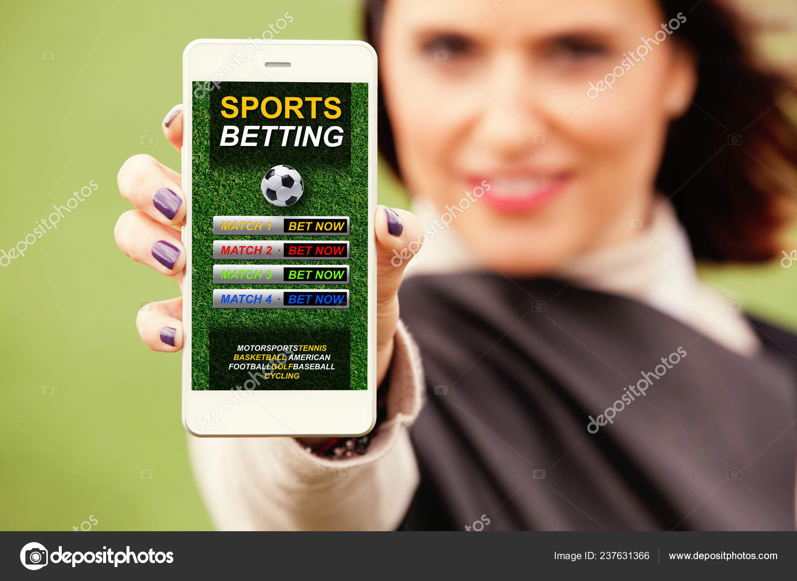 Woman showing mobile phone for sports betting