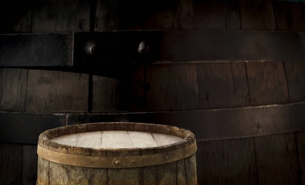 Background Barrel Worn Old Table Wood — Stock Photo, Image