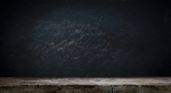 Black background and desk board table — Stock Photo, Image