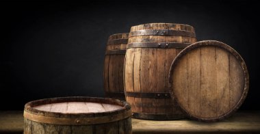 fıçının arka planı ve aşınmış eski ahşap masa