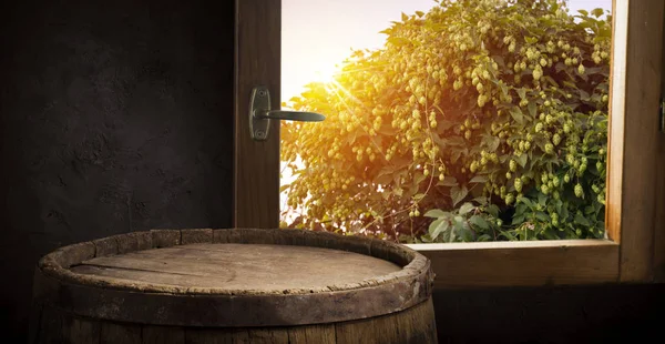 Background Barrel Worn Old Table Wood — Stock Photo, Image