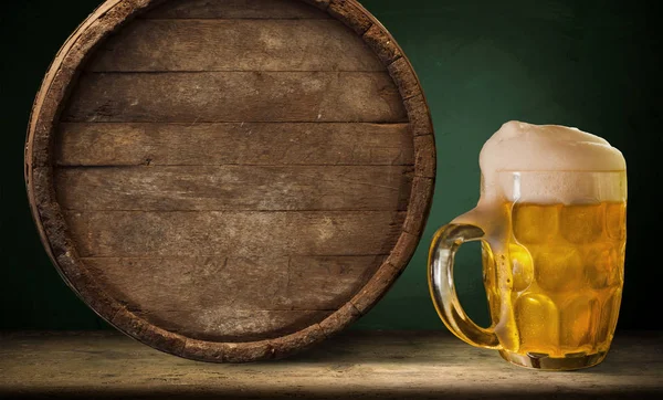 background of barrel and worn old table of wood