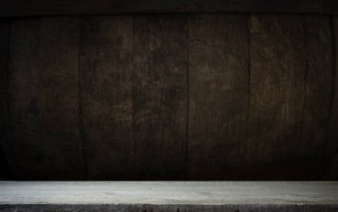 fıçının arka planı ve aşınmış eski ahşap masa