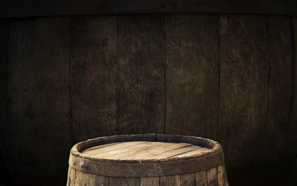 Background Barrel Worn Old Table Wood — Stock Photo, Image