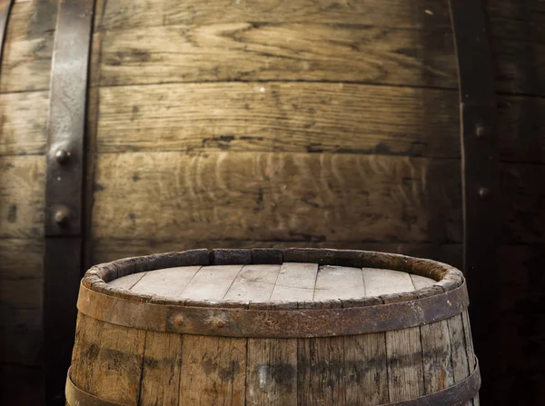 Background Barrel Worn Old Table Wood — Stock Photo, Image