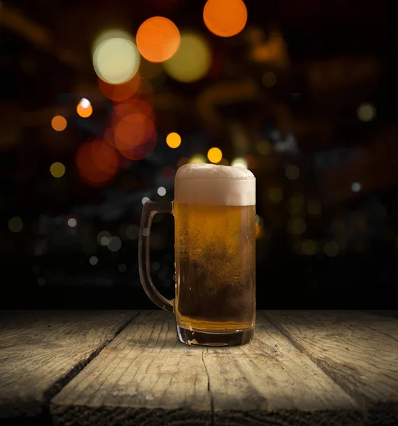 Tasse Bière Froide Légère Dans Pub — Photo
