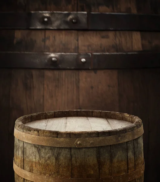 Background Barrel Worn Old Table Wood — Stock Photo, Image