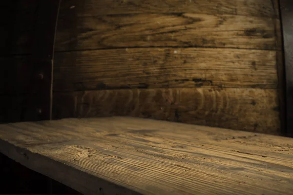 background of barrel and worn old table of wood