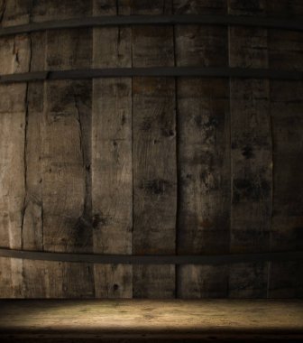 fıçının arka planı ve aşınmış eski ahşap masa