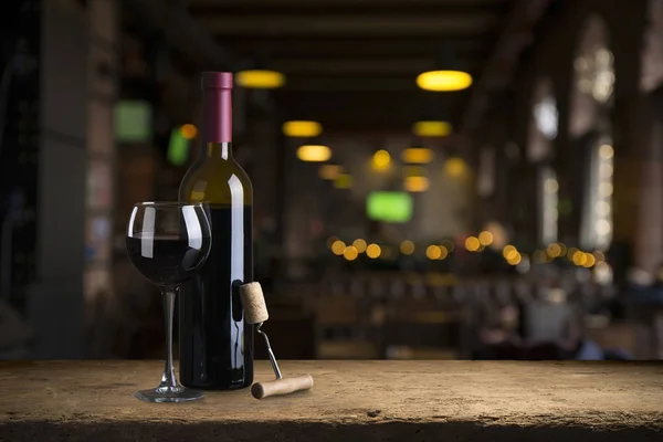 Weinkeller Mit Weinflasche Und Glas Mit Platz Für Text — Stockfoto