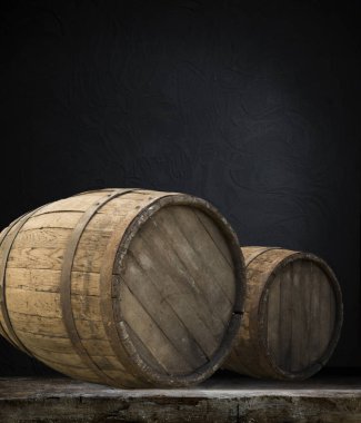 fıçının arka planı ve aşınmış eski ahşap masa