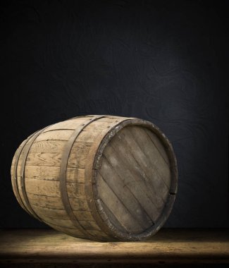 fıçının arka planı ve aşınmış eski ahşap masa