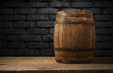 fıçının arka planı ve aşınmış eski ahşap masa