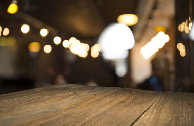 bulanık arka planını bar ve koyu kahverengi Resepsiyon alanı retro ahşap