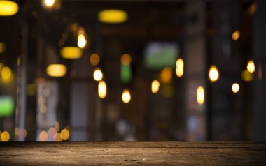 bulanık arka planını bar ve koyu kahverengi Resepsiyon alanı retro ahşap