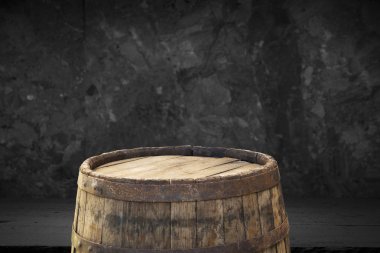 fıçının arka planı ve aşınmış eski ahşap masa