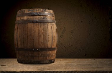 fıçının arka planı ve aşınmış eski ahşap masa