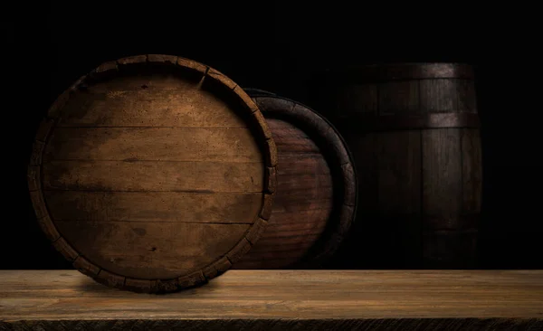 Old Wooden Barrel Brown Background — Stock Photo, Image