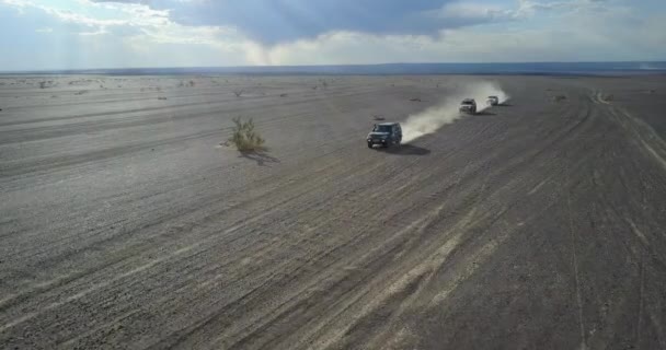 Auta jedoucí v poušti shora — Stock video