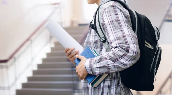 Student Backpack Books Background Ladder Institute — Stock Photo, Image