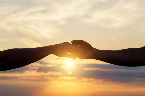 Held Hands Background Sun Sky — Stock Photo, Image