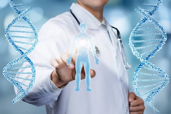El trabajador de salud examina el ADN del paciente  . — Foto de Stock