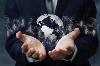 Küresel küresel ağda insan kaynakları desteği kavramı.