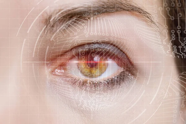 Concept Identification Des Yeux Scanner Les Yeux Près — Photo