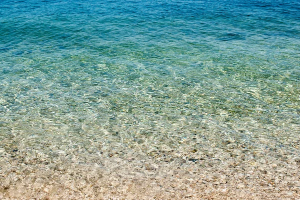 Background Image Shallow Calm Turquoise Sea Shingle Bed — Stock Photo, Image