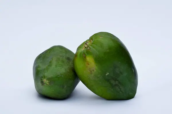 Twee Groene Papaja Papaja Pawpaw Raw Papaya Fruit Indiase Mexico — Stockfoto