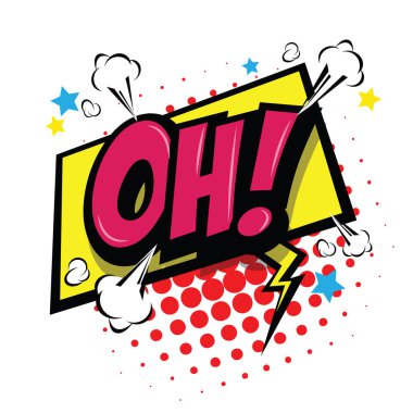 Oh! Komik konuşma balonu, çizgi film. Sanat ve illüstrasyon vektör dosyası.