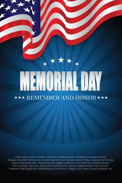 Memorial Day Remember Honor Vector Illustration — Stock Vector