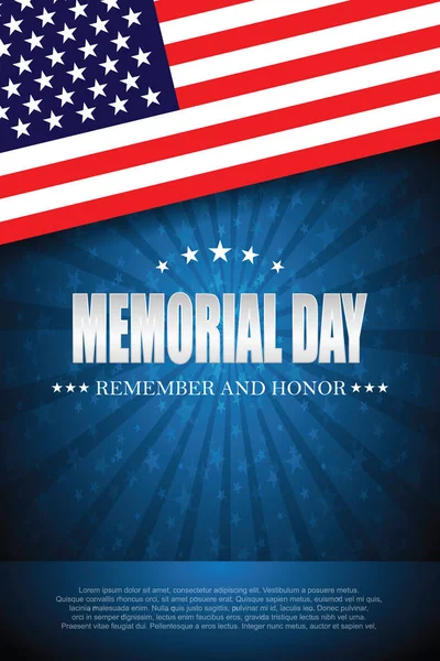 Memorial Day Remember Honor Vector Illustration — Stock Vector