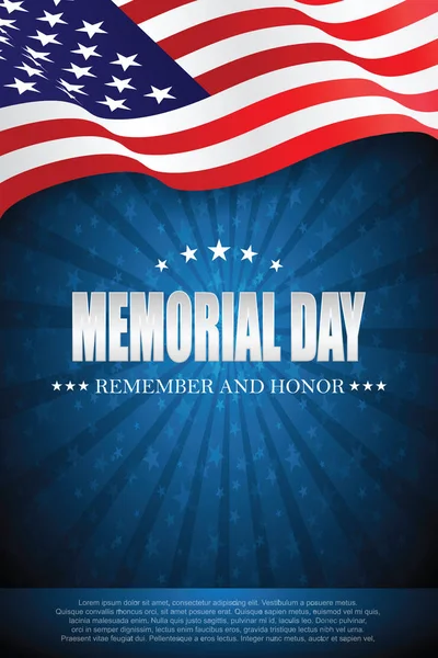 Memorial Day Remember Honor Vector Illustration — Stock Vector