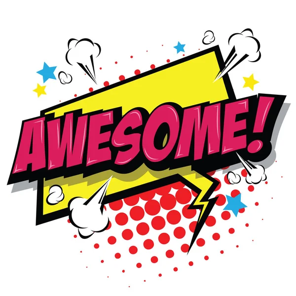 Harika! Komik konuşma balonu, çizgi film. Sanat ve illüstrasyon vektör dosyası.