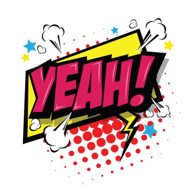 Evet! Komik konuşma balonu, çizgi film. Sanat ve illüstrasyon vektör dosyası.