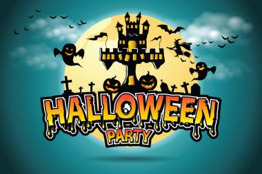 Cadılar Bayramı Cadılar Bayramı partisi yazı vektör.