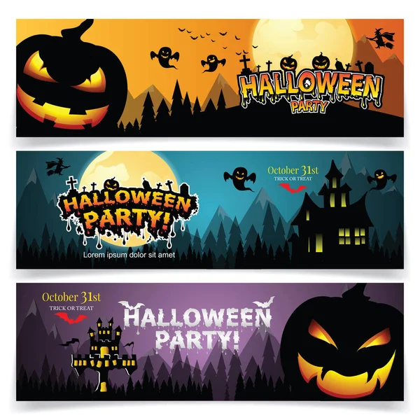 Három Halloween Bannerek — Stock Vector