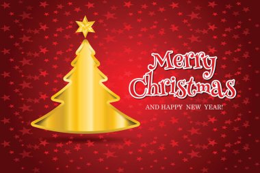 Neşeli Noel kağıt ağaç tasarım tebrik kartı. Vektör Eps 10.