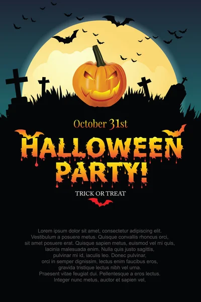 Cartaz de festa de Halloween com fantasma de abóbora . — Vetor de Stock