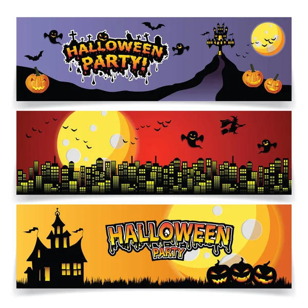 Zestaw trzech Bannes Halloween. ilustrator wektor — Wektor stockowy