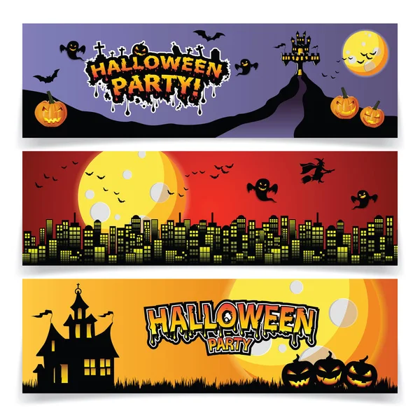 Set di tre bannes di Halloween. illustratore Vector — Vettoriale Stock